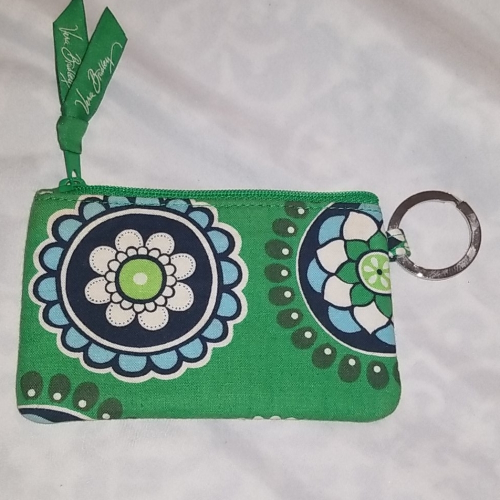 Vera Bradley cupcake green zipper change purse.